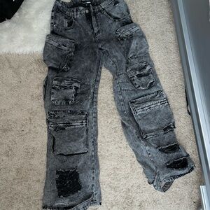 Fashion Nova Distressed Gray Jeans